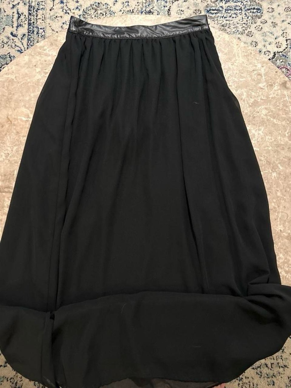 Black Maxi Forever 21 Skirt with Faux Leather Waistband